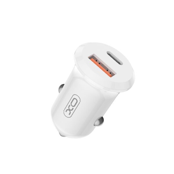 XO CC69 Μικρός Smart Φορτιστής Αυτοκινήτου USB-A & Type-C 30W Λευκός