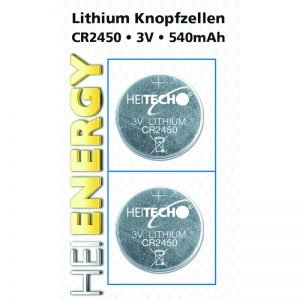 Heitech 04000509 Μπαταρίες λιθίου 2 τμχ CR 2450 350 mAh 3 V