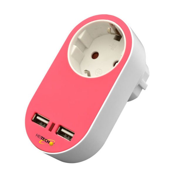 55197100-0098-Heitech 04002264 Πρίζα σούκο με 2 USB