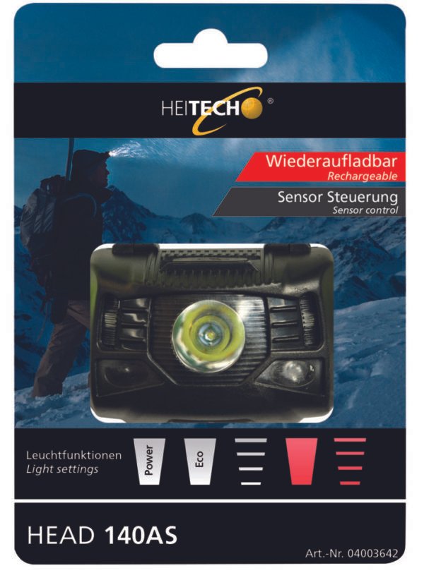 Heitech 04003642 Επαναφορτιζόμενος φακός κεφαλής COB LED με αισθητήρα κίνησης 3 W - Image 3