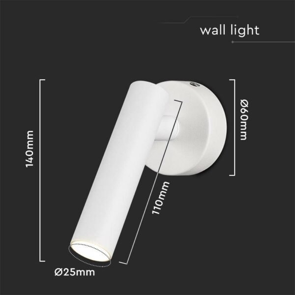 V-TAC 10293 Eπιτοίχιο Φωτιστικό Κομοδίνου LED 2W 4000K σε Λευκό Σώμα - Image 5