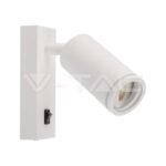 V-TAC 10295 Επιτοίχιο Λευκό Φωτιστικό Σποτ Κομοδίνου για GU10 LED IP20 με Διακόπτη