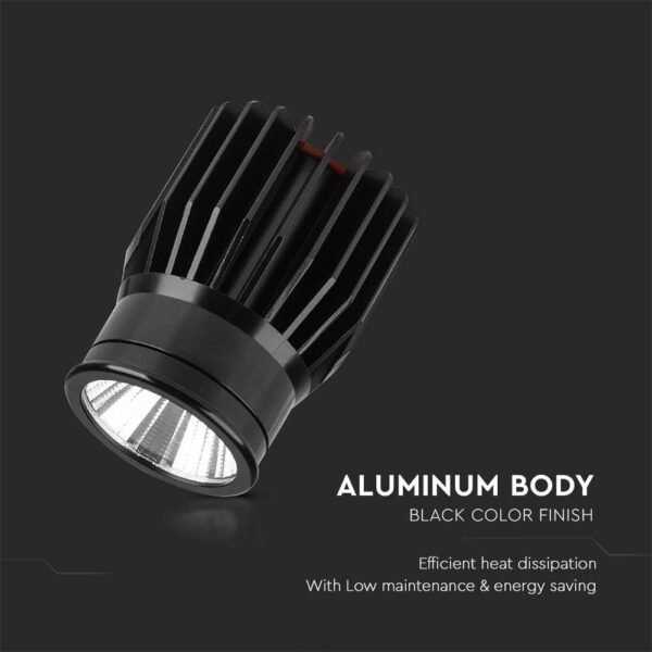 V-TAC 10301 Στρογγυλό Μεταλλικό Χωνευτό Σποτ Module LED SMD 18W 3000K σε Μαύρο χρώμα - Image 7