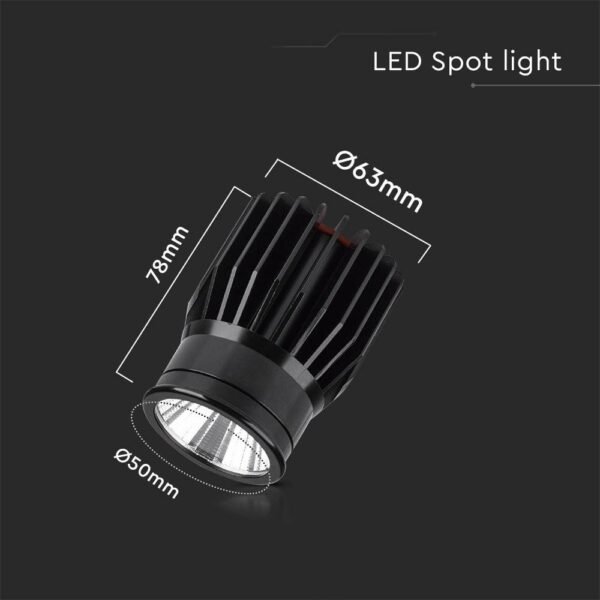 V-TAC 10303 Στρογγυλό Μεταλλικό Χωνευτό Σποτ Module LED SMD 18W 6400K σε Μαύρο χρώμα - Image 5