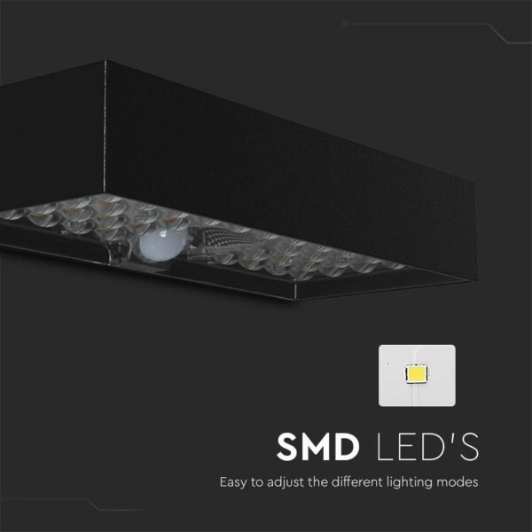 V-TAC 10307 Επιτοίχιο Ηλιακό Φωτιστικό LED 6W 4000K με Μαύρο Σώμα και Αισθητήρα Κίνησης IP65 - Image 5