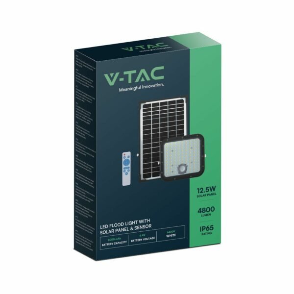 V-TAC 10310 Ηλιακός Προβολέας LED 30W Φυσικό Λευκό 4000K με Μαύρο Σώμα και Αισθητήρα Κίνησης - Image 4