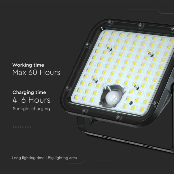 V-TAC 10310 Ηλιακός Προβολέας LED 30W Φυσικό Λευκό 4000K με Μαύρο Σώμα και Αισθητήρα Κίνησης - Image 7