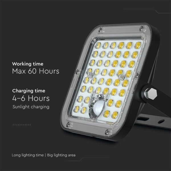 V-TAC 10314 Ηλιακός Προβολέας LED 10W Φυσικό Λευκό 4000K με Μαύρο Σώμα και Αισθητήρα Κίνησης - Image 7