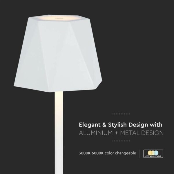 V-TAC 10324 Φωτιστικό Γραφείου LED 1.5W Επαναφορτιζόμενο 3 σε 1 CCT με Λευκό Σώμα Dimmable - Image 6