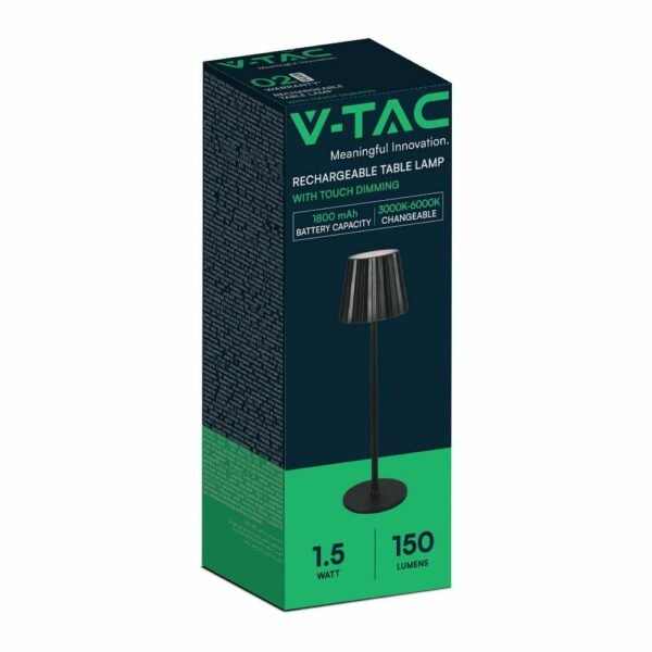 V-TAC 10325 Φωτιστικό Γραφείου LED 1.5W Επαναφορτιζόμενο 3 σε 1 CCT με Μαύρο Σώμα Dimmable - Image 4