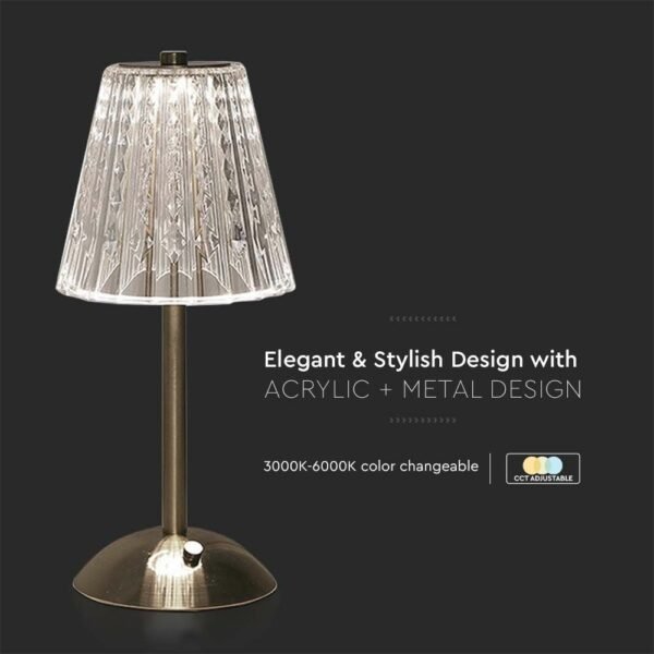 V-TAC 10327 Φωτιστικό Γραφείου LED 3W Επαναφορτιζόμενο 3 σε 1 CCT με Νickle Sand Σώμα Dimmable - Image 6