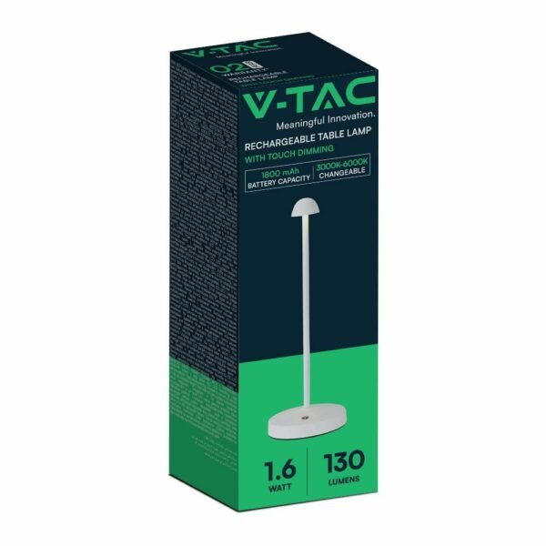 V-TAC 10329 Φωτιστικό Γραφείου LED 1.6W Επαναφορτιζόμενο 3 σε 1 CCT με Λευκό Σώμα Dimmable - Image 4