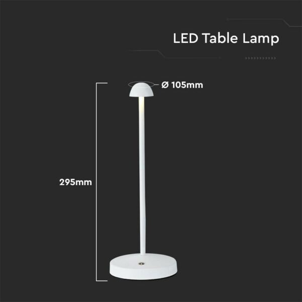 V-TAC 10329 Φωτιστικό Γραφείου LED 1.6W Επαναφορτιζόμενο 3 σε 1 CCT με Λευκό Σώμα Dimmable - Image 5