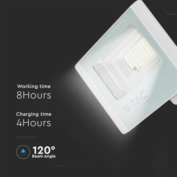 V-TAC 10407 Ηλιακός προβολέας LED 16W 6400K με λευκό σώμα - Image 7