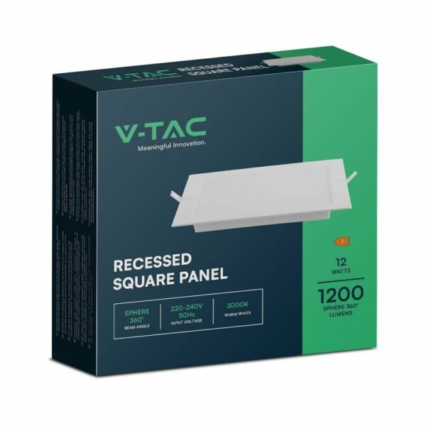 V-TAC 10484 Mini Panel Xωνευτό Backlit LED 12W 4000K σε Λευκό Σώμα Τετράγωνο - Image 6