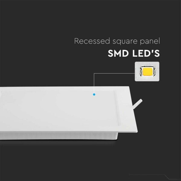 V-TAC 10484 Mini Panel Xωνευτό Backlit LED 12W 4000K σε Λευκό Σώμα Τετράγωνο - Image 8