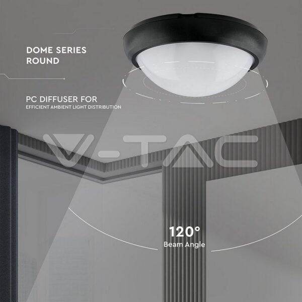 V-TAC 1349 Φωτιστικό Πλαφονιέρα 12W Στρογγυλό Μαύρο Θερμό Λευκό Φως - Image 16