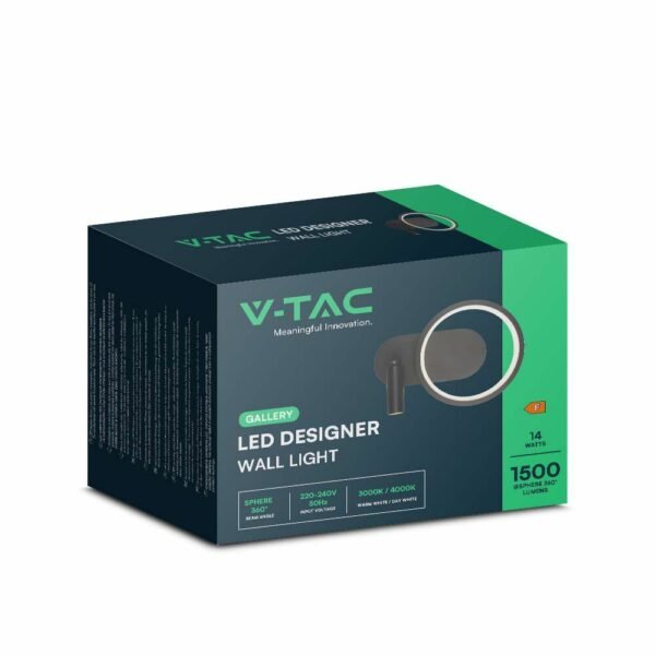 V-TAC 14980 Απλίκα Designer LED 14W 4000K με Μαύρο Σώμα - Image 3