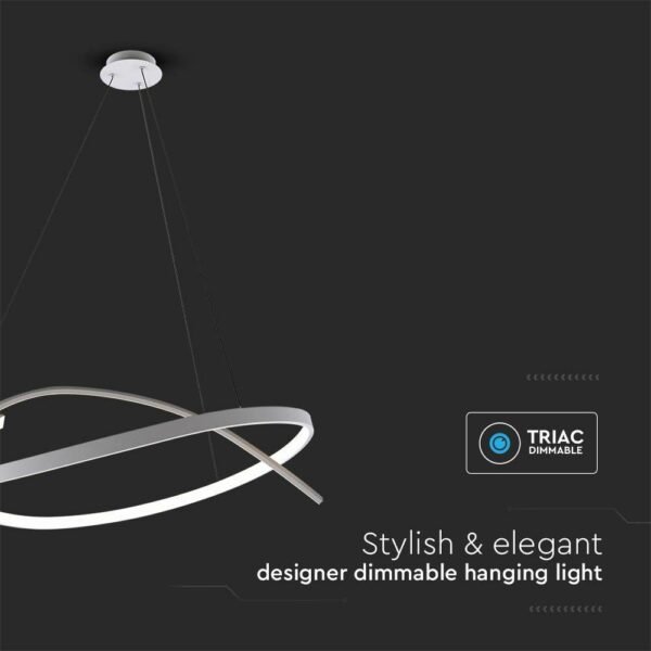 V-TAC 14996 Κρεμαστό φωτιστικό οροφής Designer LED 48W 3000K με λευκό σώμα dimmable - Image 6