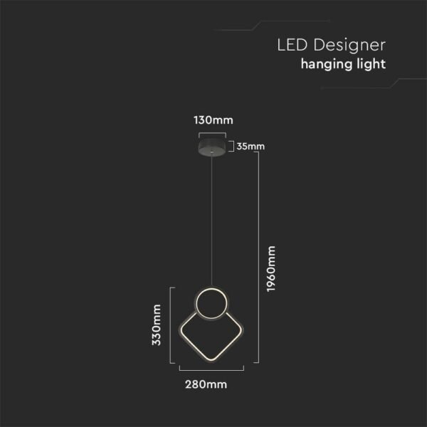 V-TAC 14999 LED κρεμαστό φωτιστικό οροφής Designer 12W 4000K φυσικό λευκό με μαύρο σώμα - Image 4