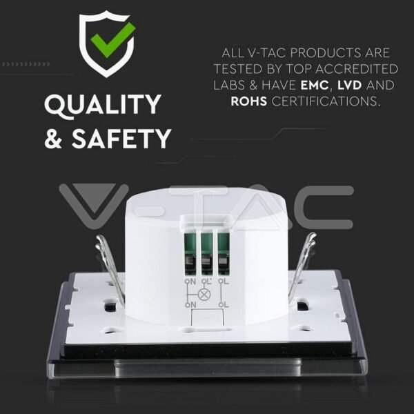 V-TAC 15031 Αισθητήρας Κίνησης Επιτοίχιος Χωνευτός Μικροκυμάτων Μαύρο - Image 9