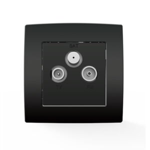 CITY Πρίζα Κεραίας Τηλεόρασης TV+FM+SAT Διέλευσης Ανθρακίτης-Μαύρο Elmark 193033