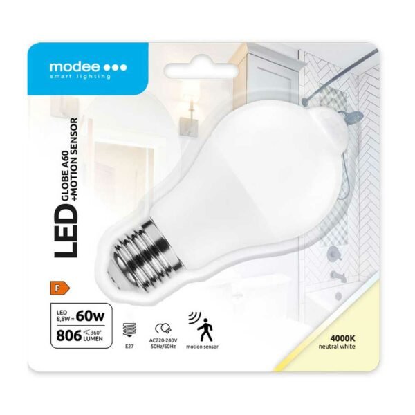 Modee A60 8,8W Smart Milky E27 4000K 806 lms με Ανιχνευτή Κίνησης