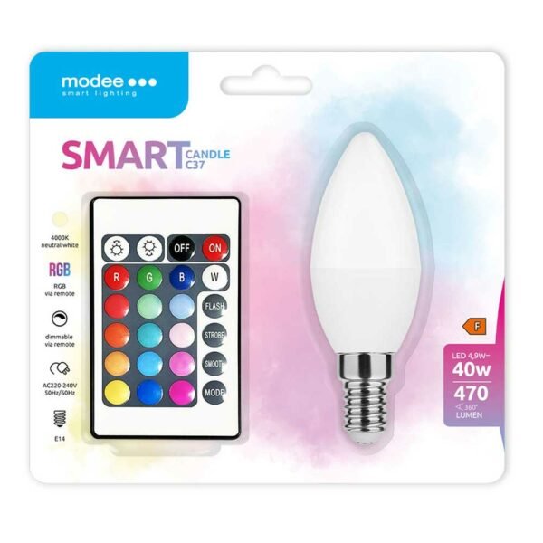 Modee C35 4,9W Λάμπα Smart Milky E14 4000K  470 lms RGB+W με Τηλεχειριστήριο