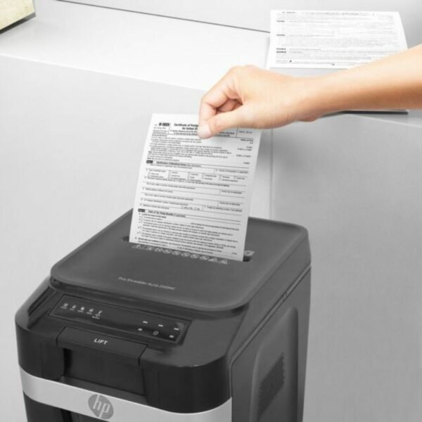 HP Pro Shredder Auto 200MC – 2821 Μαύρος καταστροφέας εγγράφων με συνδετήρες και καρτών Micro Cut P5 – 10 Manual/200 Auto x A4 – 32.2L - Image 8