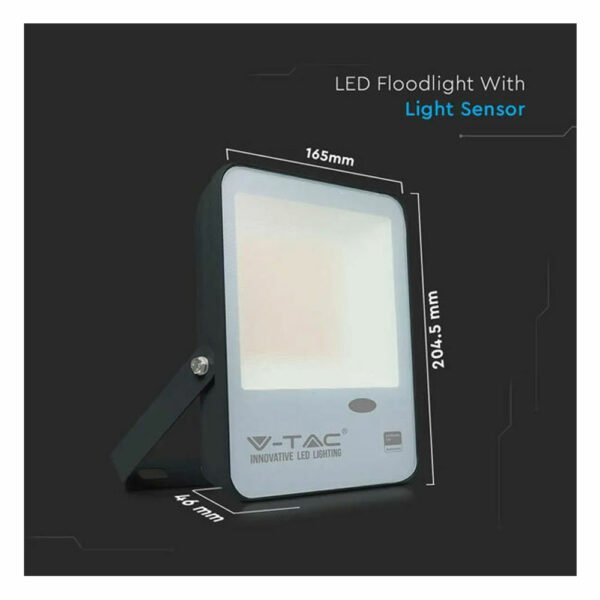 30W LED θερμό λευκό 3000K Προβολέας με αισθητήρα φωτός μαύρο σώμα 100lm/W 20169 V-TAC - Image 10