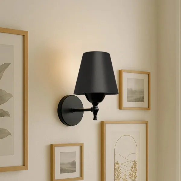 GloboStar® ELEGANTE 204-0185 Μοντέρνο Φωτιστικό Τοίχου Απλίκα Μονόφωτο 1 x E27 AC 220-240V IP20 Μαύρο - Μ14 x Π14 x Υ26cm - Image 2