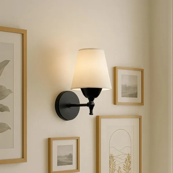 GloboStar® ELEGANTE 204-0186 Μοντέρνο Φωτιστικό Τοίχου Απλίκα Μονόφωτο 1 x E27 AC 220-240V IP20 Μπεζ & Μαύρο - Μ14 x Π14 x Υ26cm - Image 2