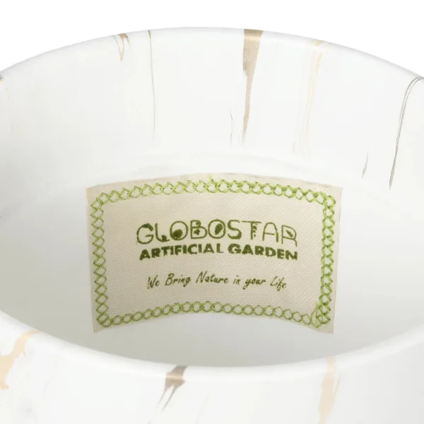 GloboStar® Artificial Garden DENPASAR 20526 Διακοσμητική Κεραμική Γλάστρα Λευκή με Χρυσό Μ20 x Π20 x Υ21 cm - Image 8