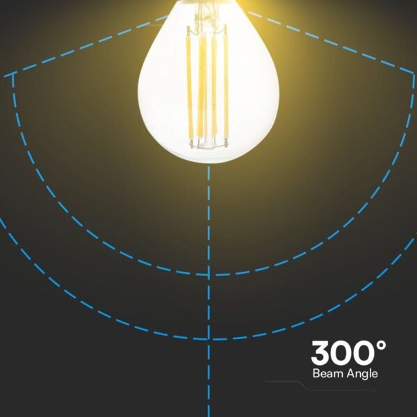 V-TAC 212846 Λάμπα LED 6W Filament E14 P45 Διαφανές Κάλυμμα 4000K Φυσικό Λευκό Φως - Image 6