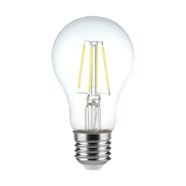 V-TAC 217120 Λάμπα LED 4W Filament E27 A60 Διαφανές Κάλυμμα 6400K Ψυχρό Λευκό Φως