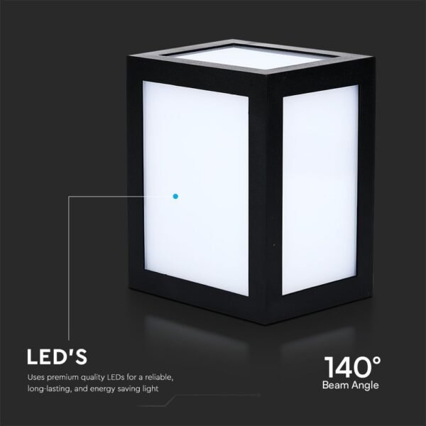 V-TAC 218342 Επιτοίχιο Φωτιστικό LED 12W 6400K IP65 Μαύρου Χρώματος - Image 6