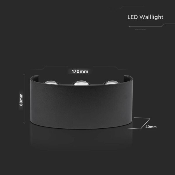 V-TAC 218616 Επιτοίχιο LED φωτιστικό UP-DOWN 5W IP65 μαύρο σώμα 4000K - Image 3