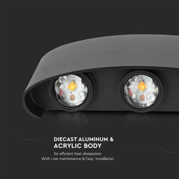 V-TAC 218616 Επιτοίχιο LED φωτιστικό UP-DOWN 5W IP65 μαύρο σώμα 4000K - Image 6