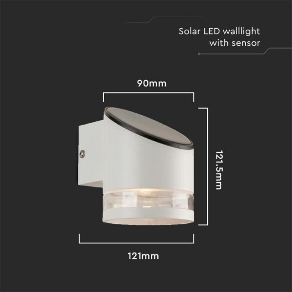 V-TAC 23014 Hλιακό Φωτιστικό Επιτοίχιο LED 0.55W 3000K με Λευκό Σώμα και Αισθητήρα Μικροκυμάτων - Image 4