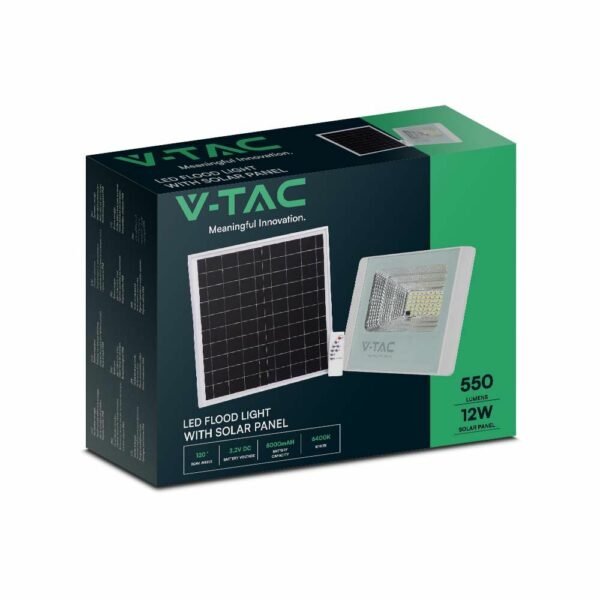 V-TAC 23018 Ηλιακός προβολέας LED 12W φυσικό λευκό 4000K με λευκό σώμα - Image 4