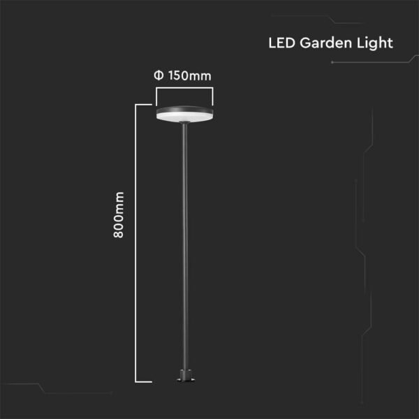 V-TAC 23021 Αδιάβροχο Φωτιστικό Καρφί LED 12W IP65 3000K σε Ανθρακί Χρώμα - Image 5