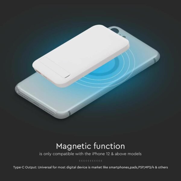 V-TAC 23039 Μαγνητικό Wireless Power Bank 10000mAh Άσπρο - Image 8
