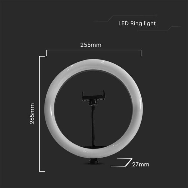 V-TAC 23048 LED Φωτιστικό Eπιτραπέζιο Ring Light 10W 3 σε 1 CCT με Mαύρο Σώμα Dimmable - Image 5