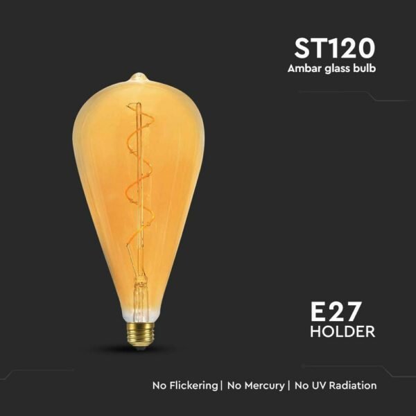 V-TAC 23172 Λάμπα LED E27 Filament ST120 4W 2700K Γυαλί Αmber - Image 7