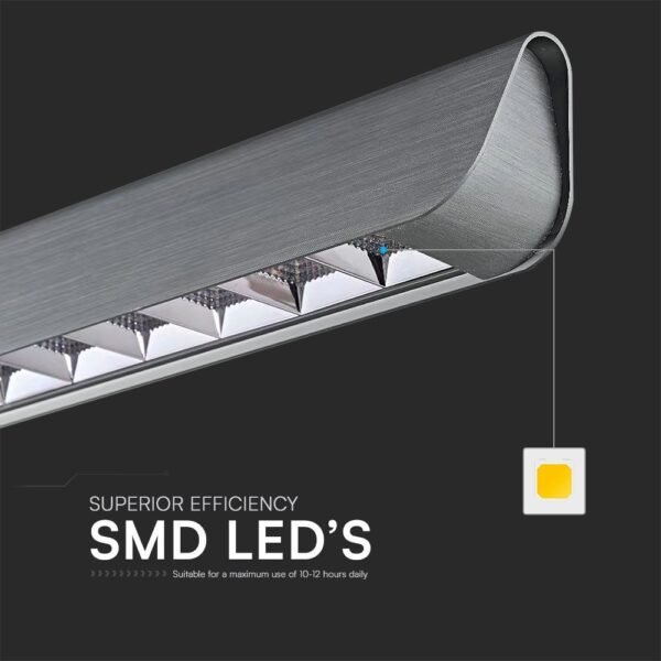 V-TAC 23343 Κρεμαστό Γραμμικό Φωτιστικό LED με Φακό 36W 2880lm 60° IP20 230V Samsung Chip CCT 3 σε 1 Γκρί Ματ Σώμα - Image 5
