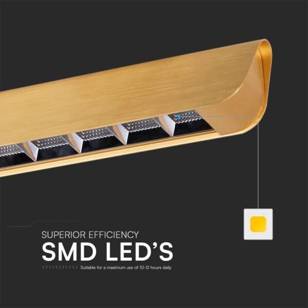 V-TAC 23344 Κρεμαστό Γραμμικό Φωτιστικό LED με Φακό 36W 2880lm 60° IP20 230V Samsung Chip CCT 3 σε 1 Ματ Χρυσό Σώμα - Image 5