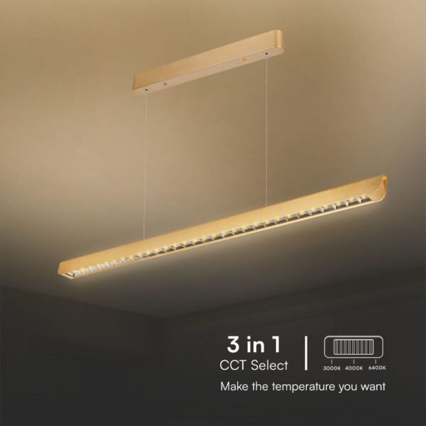V-TAC 23344 Κρεμαστό Γραμμικό Φωτιστικό LED με Φακό 36W 2880lm 60° IP20 230V Samsung Chip CCT 3 σε 1 Ματ Χρυσό Σώμα - Image 6