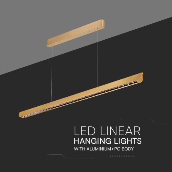 V-TAC 23344 Κρεμαστό Γραμμικό Φωτιστικό LED με Φακό 36W 2880lm 60° IP20 230V Samsung Chip CCT 3 σε 1 Ματ Χρυσό Σώμα - Image 7