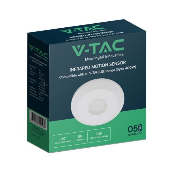 V-TAC 23427 Εξωτερικός Αισθητήρας Κίνησης Οροφής 360° IP20 Λευκός Λεπτός - Image 3