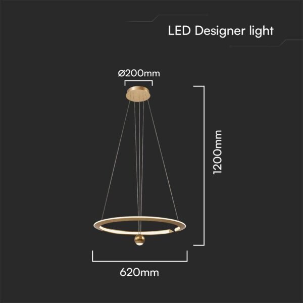 V-TAC 23431 Κρεμαστό Φωτιστικό LED 46W 3000K Dimmable Χρυσού Χρώματος - Image 4
